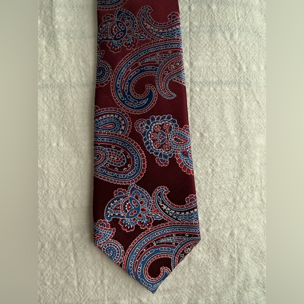 Saddlebred Burgundy and Blue Paisley Tie